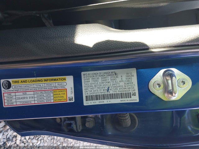 Auction sale of the 2022 Honda Civic Sport, vin: 2HGFE2F51NH587274, lot number: 44063060