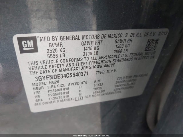 2012 CADILLAC SRX 3GYFNDE34CS640371 Photo 8