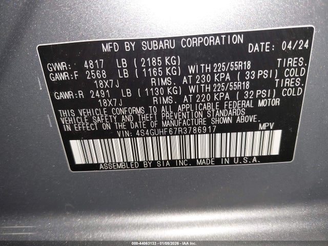 44063133 :رقم المزاد ، 4S4GUHF67R3786917 vin ، 2024 Subaru Crosstrek Sport مزاد بيع