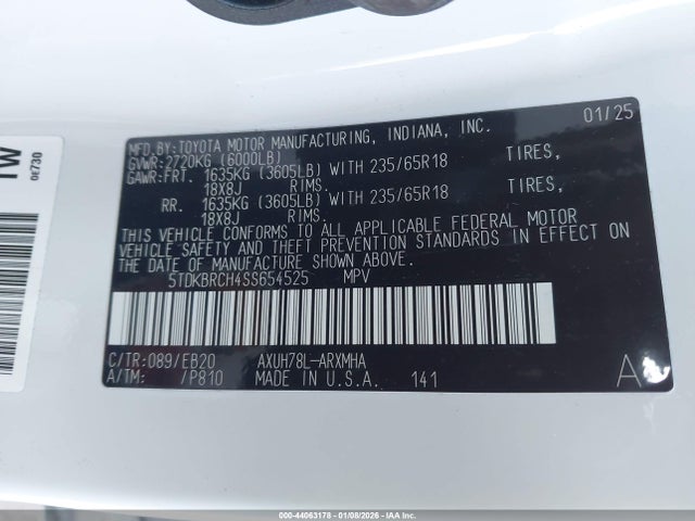 Toyota Highlander Hybrid Xle 2025 5TDKBRCH4SS654525 Image 9