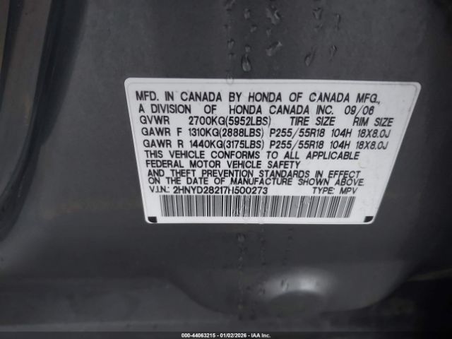 2007 ACURA MDX 2HNYD28217H500273 Photo 8