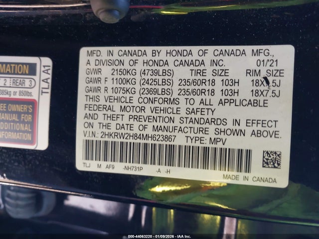 2HKRW2H84MH623867 Honda Cr-v Awd Ex-l