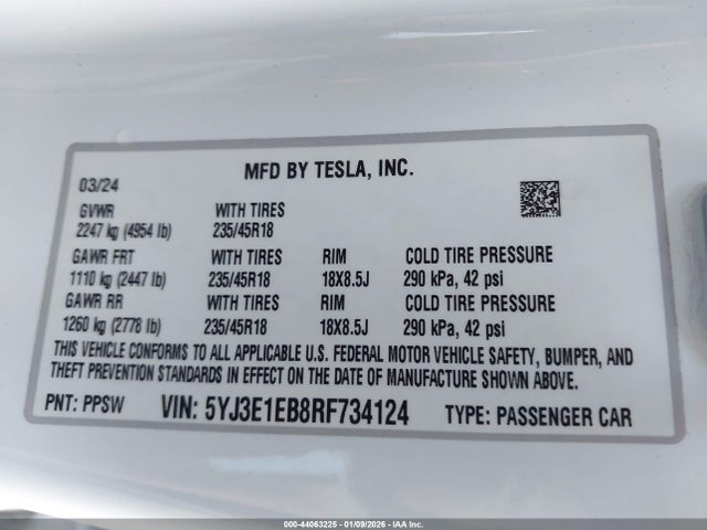 2024 TESLA MODEL 3 5YJ3E1EB8RF734124 Photo 8