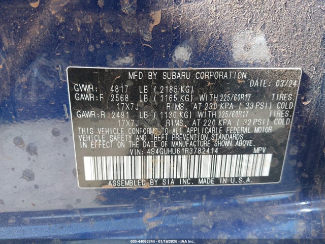 4S4GUHU61R3782414 Subaru Crosstrek Wilderness