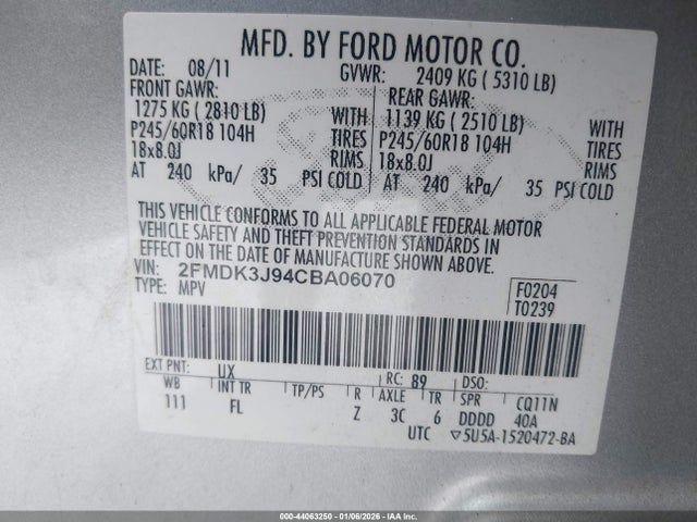 2012 FORD EDGE 2FMDK3J94CBA06070 Photo 8