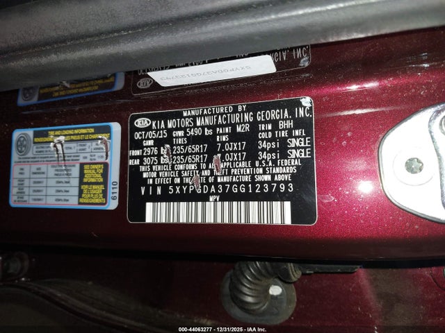 2016 KIA SORENTO 5XYPGDA37GG123793 Photo 8