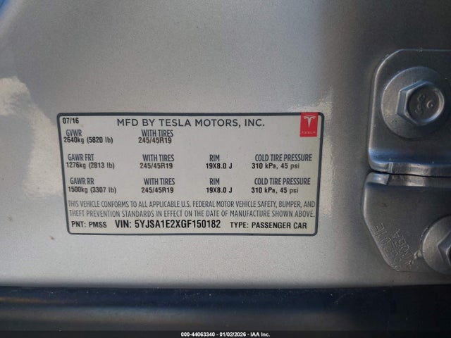 2016 TESLA MODEL S 5YJSA1E2XGF150182 Photo 8