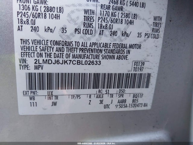 2012 LINCOLN MKX 2LMDJ6JK7CBL02633 Photo 8