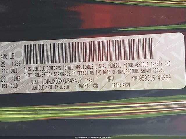 1C4HJXDGXKW649417 Jeep Wrangler Unlimited Sport S 4x4
