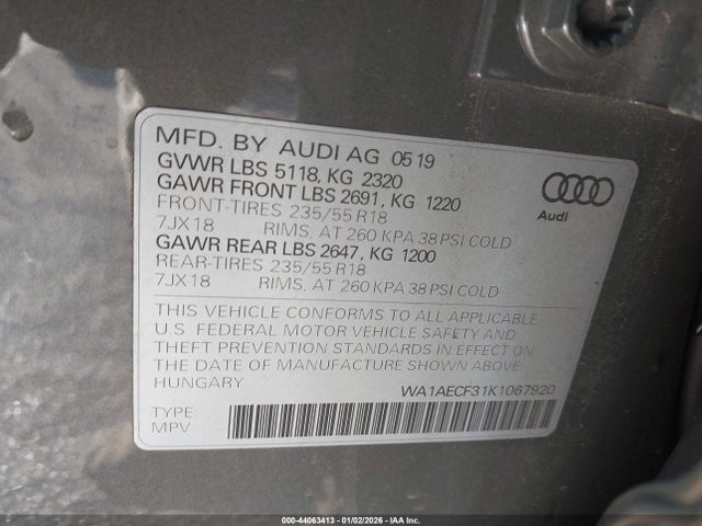 2019 AUDI Q3 WA1AECF31K1067920 Photo 8