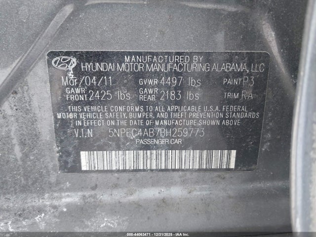 2011 HYUNDAI SONATA 5NPEC4AB7BH259773 Photo 8
