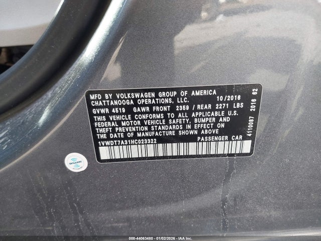 1VWDT7A31HC023322 Volkswagen Passat 1.8t R-line