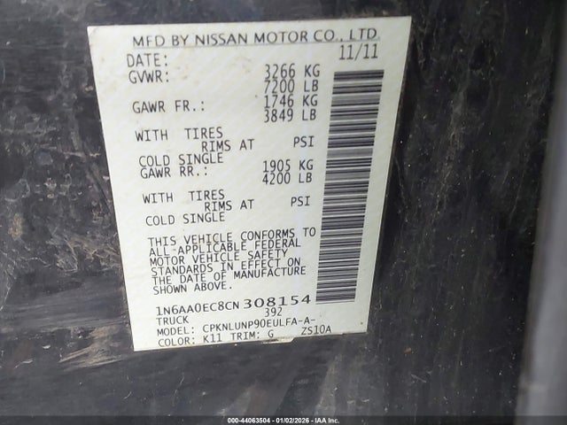 2012 NISSAN TITAN 1N6AA0EC8CN308154 Photo 8