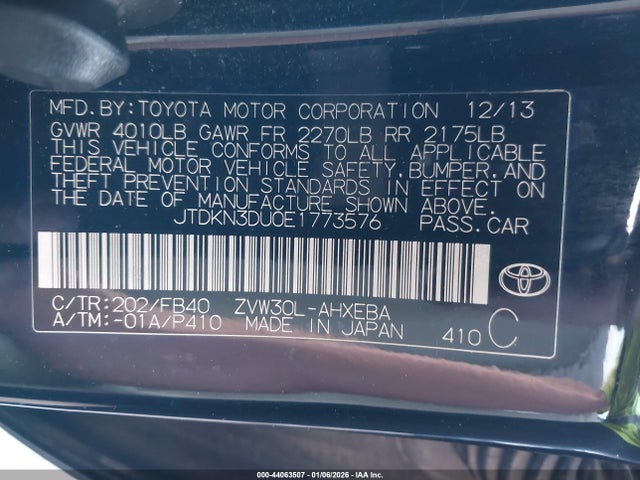 Toyota Prius Two 2014 JTDKN3DU0E1773576 Image 9