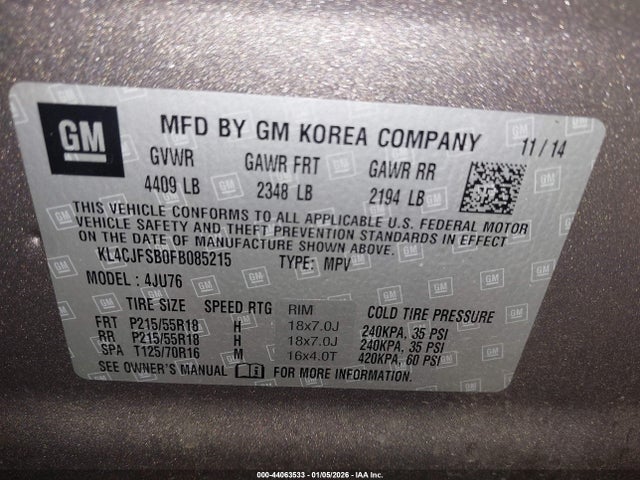 Buick Encore Convenience 2015 KL4CJFSB0FB085215 Image 9