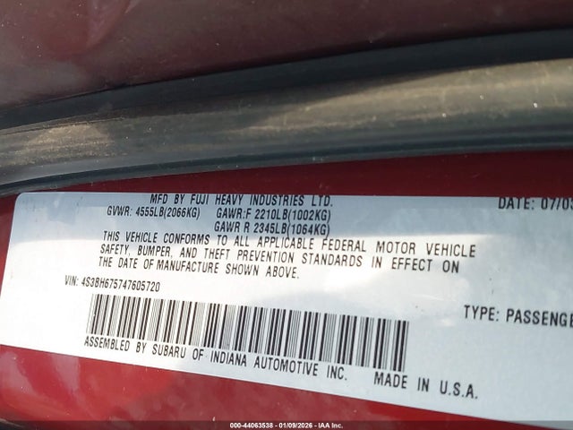 2004 SUBARU OUTBACK 4S3BH675747605720 Photo 8