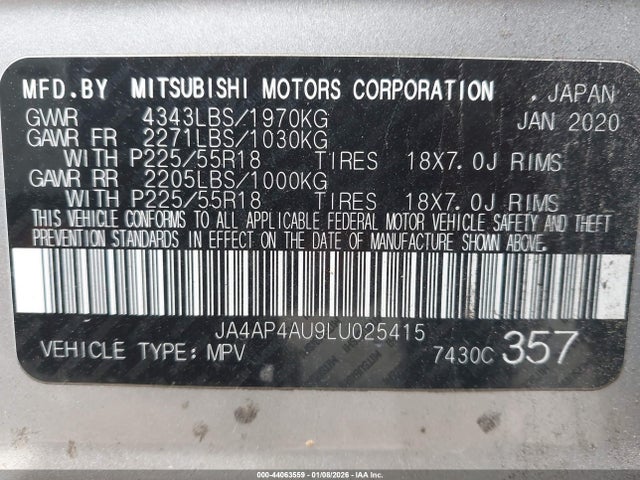 2020 MITSUBISHI OUTLANDER SPORT JA4AP4AU9LU025415 Photo 8