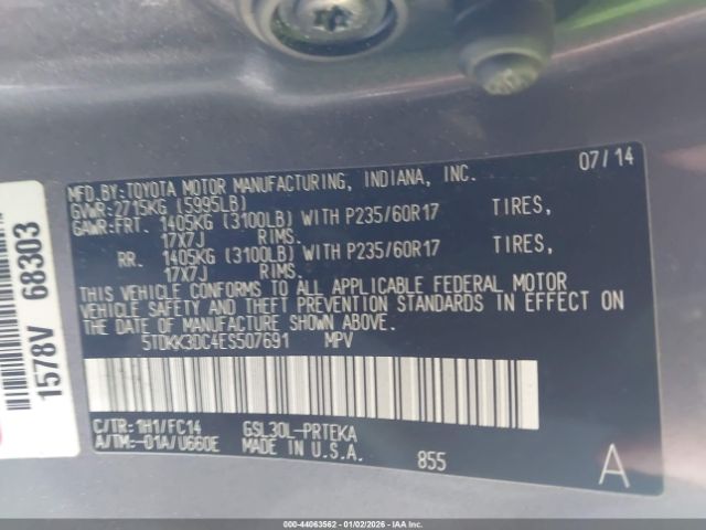 2014 TOYOTA SIENNA 5TDKK3DC4ES507691 Photo 8