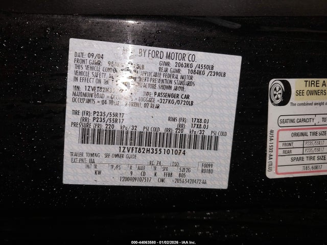 2005 FORD MUSTANG 1ZVFT82H355101074 Photo 8