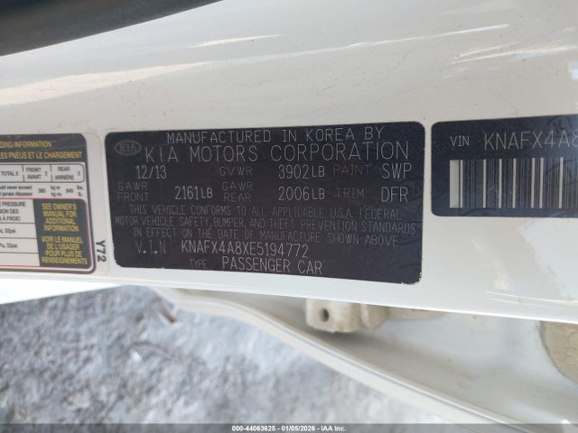 KNAFX4A8XE5194772 KIA FORTE EX