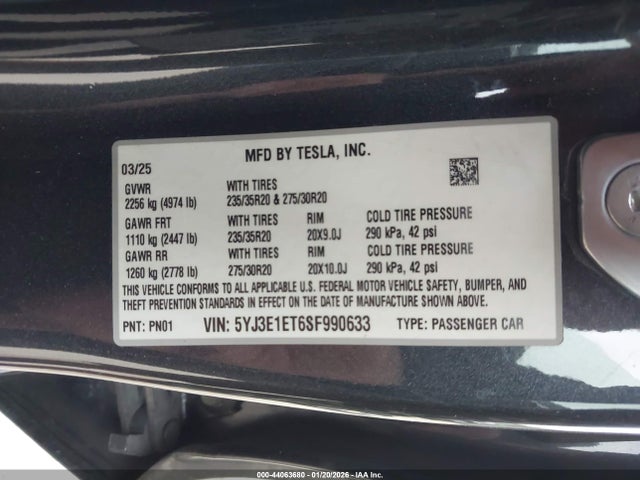 2025 TESLA MODEL 3 5YJ3E1ET6SF990633 Photo 8