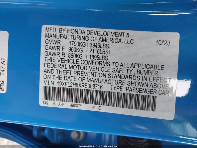 19XFL2H8XRE008716 Honda Civic Sport