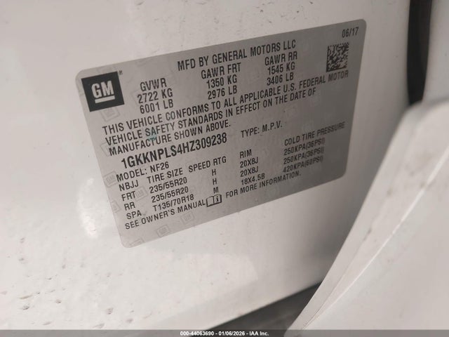 Продаж на аукціоні авто 2017 Gmc Acadia Denali, vin: 1GKKNPLS4HZ309238, номер лоту: 44063690
