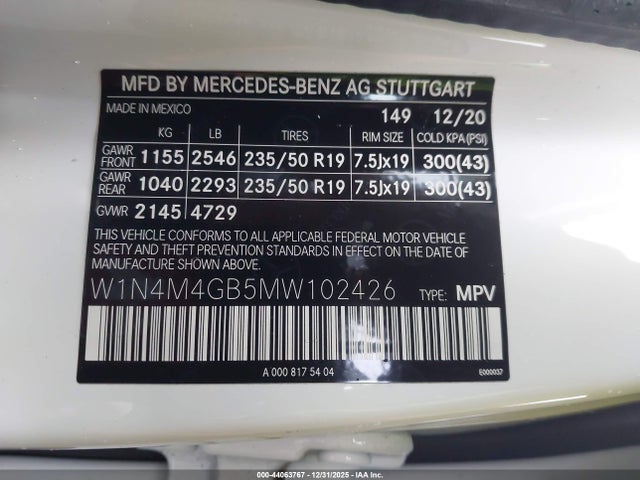 W1N4M4GB5MW102426 Mercedes-Benz GLB 250