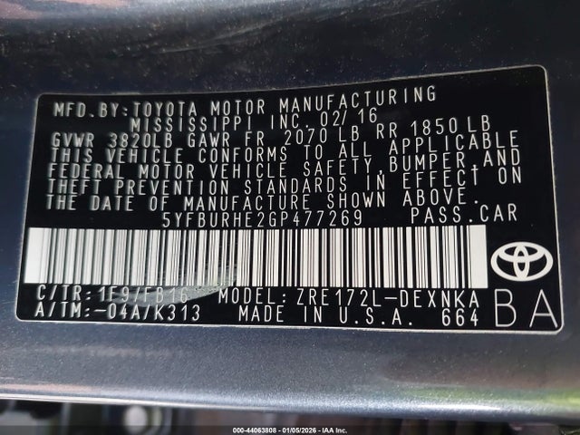 Toyota Corolla Le Plus 2016 5YFBURHE2GP477269 Image 9