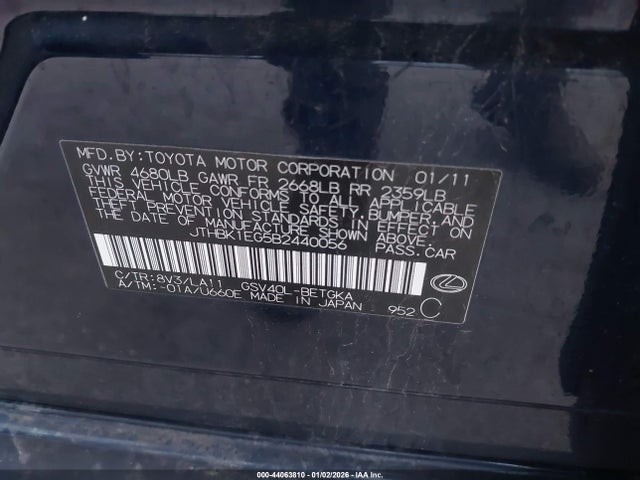 2011 LEXUS ES 350 JTHBK1EG5B2440056 Photo 8