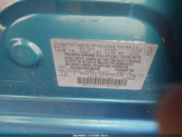Aukcja sprzedaży 2015 Nissan Versa Note S (sr)/s Plus/sl/sr/sv, vin: 3N1CE2CP8FL364135, numer aukcji: 44063821
