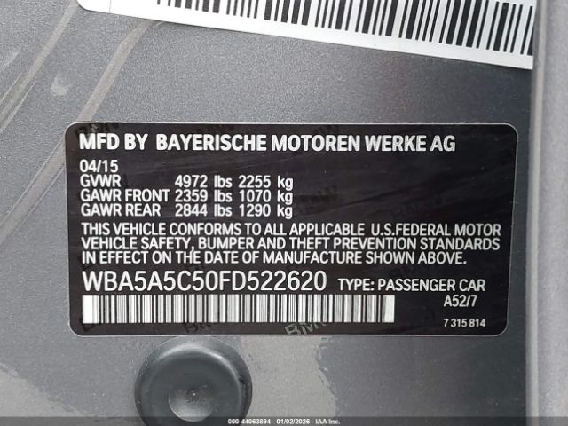 2015 BMW 528I WBA5A5C50FD522620 Photo 8