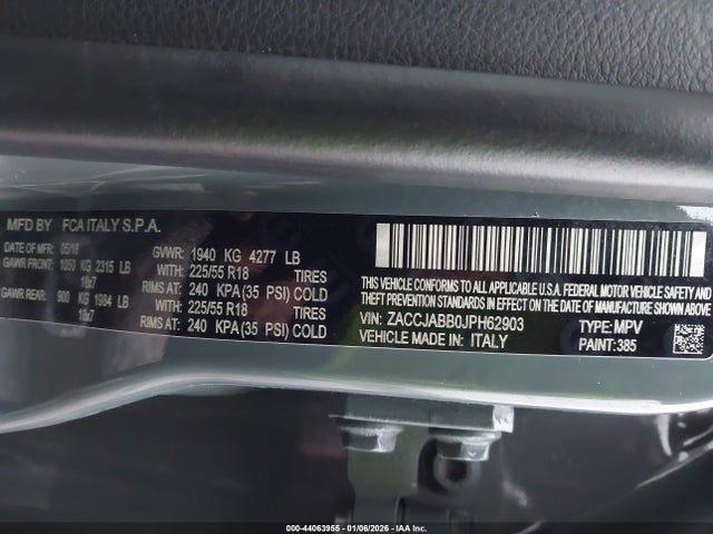 ZACCJABB0JPH62903 Jeep Renegade Altitude Fwd