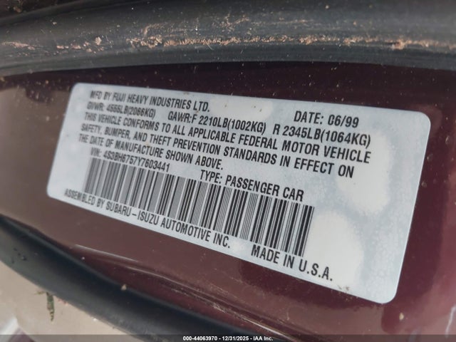 Продаж на аукціоні авто 2000 Subaru Outback, vin: 4S3BH6757Y7603441, номер лоту: 44063970