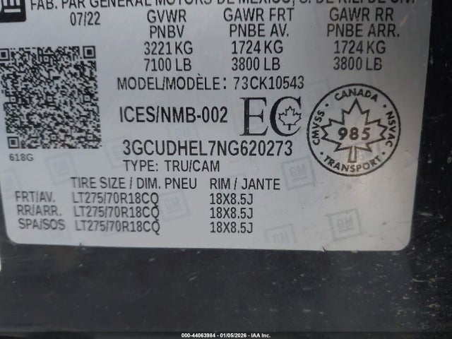 2022 CHEVROLET SILVERADO 1500 3GCUDHEL7NG620273 Photo 8