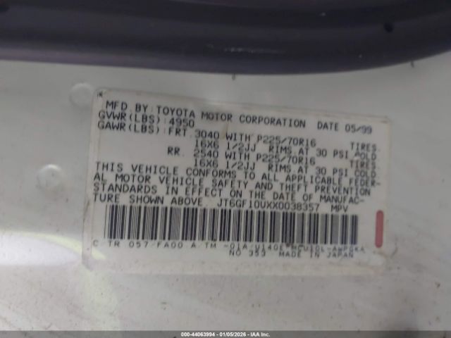 1999 LEXUS RX 300 JT6GF10UXX0038357 Photo 8