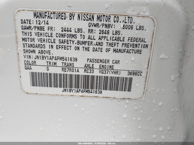 Продажа на аукционе авто 2015 Infiniti Q70 3.7, vin: JN1BY1AP4FM541639, номер лота: 44064005