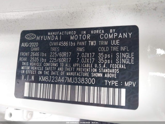KM8J23A47MU338300 Hyundai TUCSON SE