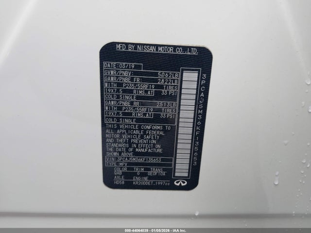 3PCAJ5M36KF135653 Infiniti Qx50 Luxe