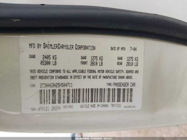 2005 CHRYSLER 300C 2C3AA63H25H504711 Photo 8