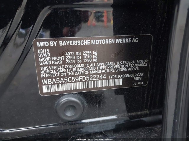 BMW 528I 2015 WBA5A5C59FD522244 Image 9