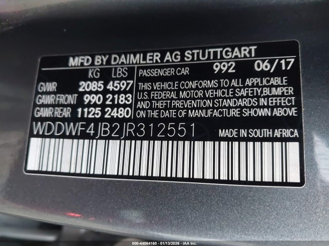 Aukcja sprzedaży 2018 Mercedes-benz C 300, vin: WDDWF4JB2JR312551, numer aukcji: 44064160