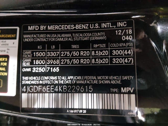 Mercedes-Benz Gls 450 4matic 2019 4JGDF6EE4KB229615 Image 9