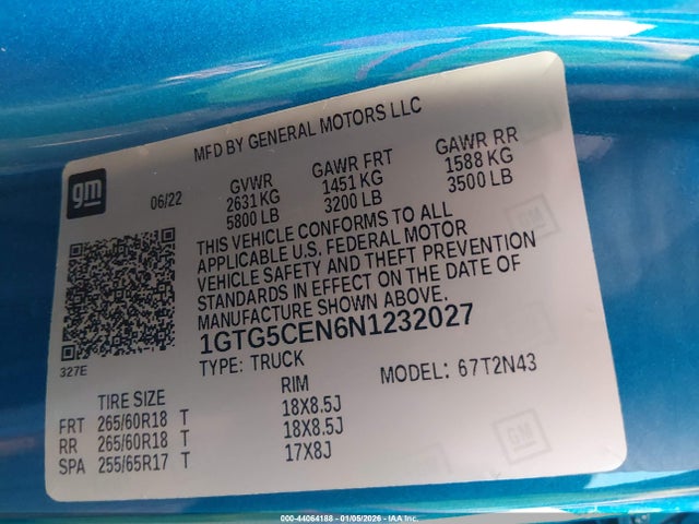 1GTG5CEN6N1232027 GMC Canyon 2wd Short Box Elevation