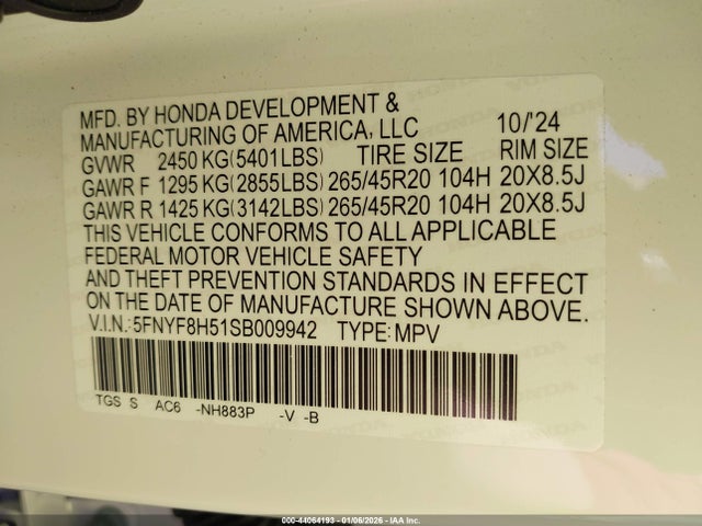 5FNYF8H51SB009942 Honda Passport Awd Ex-l