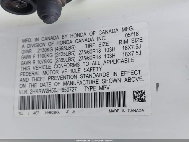 2HKRW2H50JH650727 Honda CR-V EX