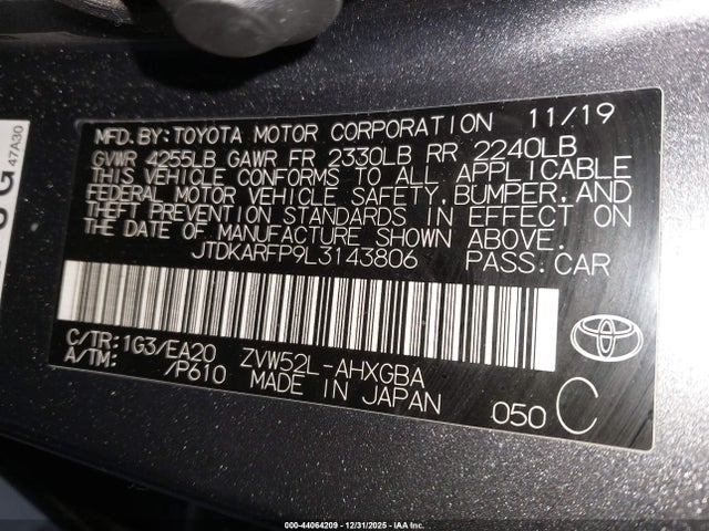 2020 TOYOTA PRIUS PRIME JTDKARFP9L3143806 Photo 8