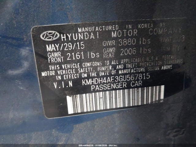 Hyundai Elantra Value Edition 2016 KMHDH4AE3GU567815 Image 9