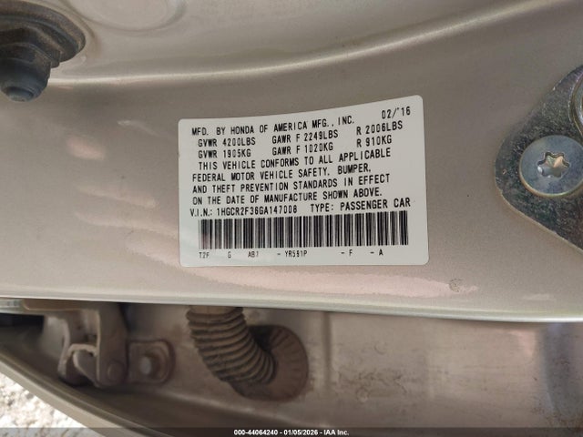 1HGCR2F36GA147008 Honda ACCORD LX