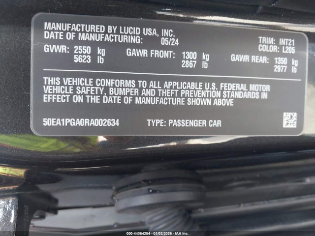 50EA1PGA0RA002634 Lucid Air Pure